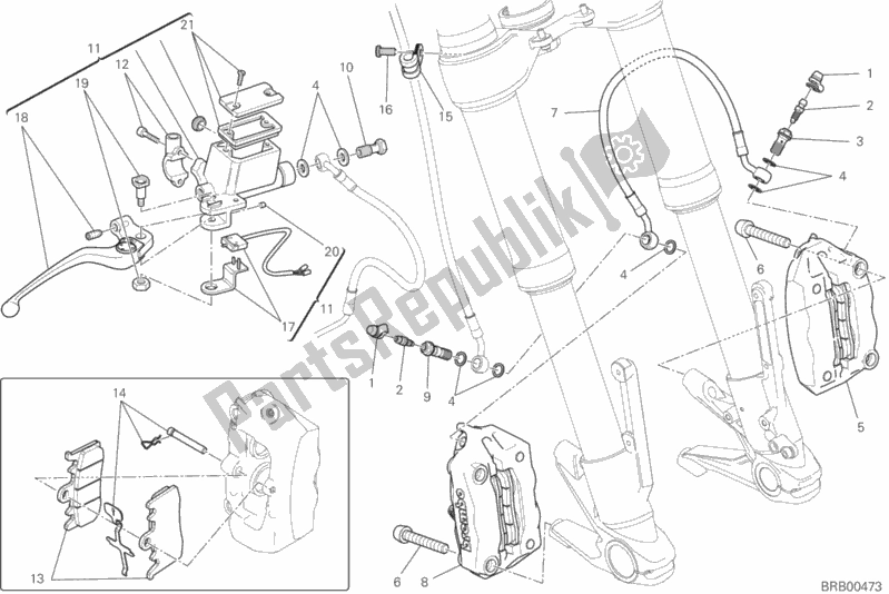 Todas las partes para Sistema De Freno Delantero de Ducati Hypermotard Hyperstrada 939 Thailand 2016